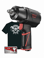 Гайковерт пневматический ударный MIGHTY SEVEN NC-4255QH01, 1/2", 1627 Нм, система «EZ Grease», в комплекте футболка