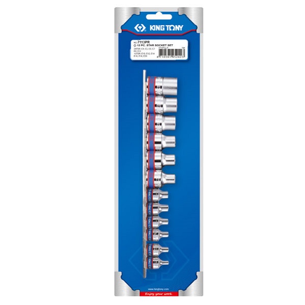 Набор торцевых головок 1/2";3/8", TORX Е-стандарт, E4-E20, 12 предметов KING TONY 7113PR