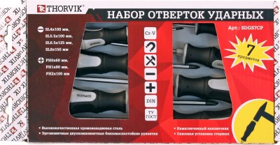 Набор отверток ударных Thorvik SDGS7CP (7 предметов)