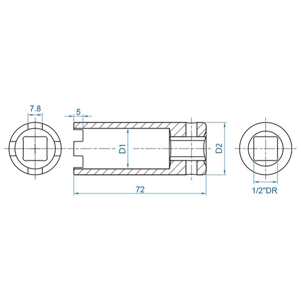Головка KING TONY 9AN43 для демонтажа дизельных форсунок MAN 422/403, Benz Truck, Scania 1/2"
