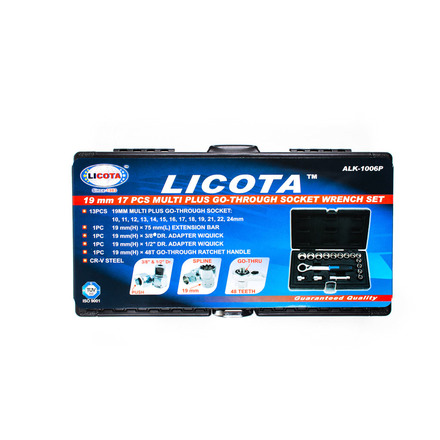 Licota ALK-1006P Набор торцевых головок проходных с аксессуарами 19 мм 17пр.