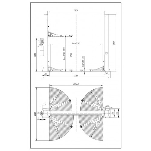 Подъемник двухстоечный 220В Хорекс Авто HL-4.0 BZ-EM 220В