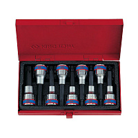 Набор торцевых насадок 1/2" TORX, Т20-Т60 мм, L = 80 мм, 9 предметов KING TONY 4119PR