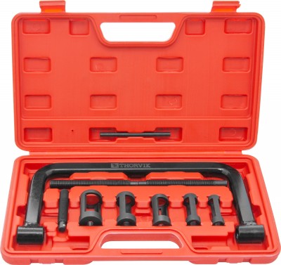 Рассухариватель клапанов струбцинный в наборе с насадками Thorvik AVSCS2, 16-30 мм, 8 предметов