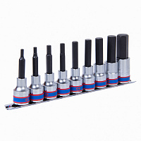 Набор торцевых насадок 1/2", HEX, 4-17 мм, L = 80 мм, 9 предметов  KING TONY 4120PR10