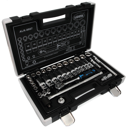 Licota ALK-0007 Набор торцевых головок 3/8" 6гр. 37пр. 6-24 мм super lock