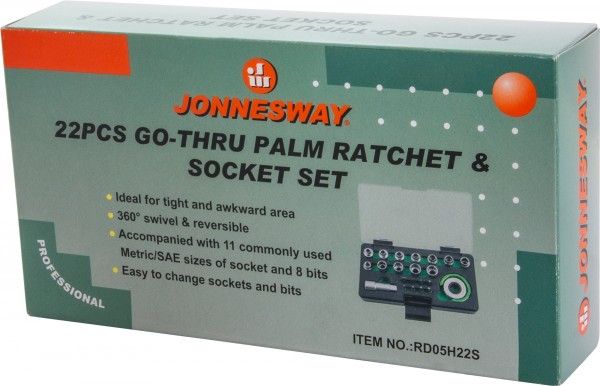 Головки торцевые SPLINE М4-13 с дисковым трещоточным механизмом и аксессуарами в наборе 22 предмета JONNESWAY RD05H22S