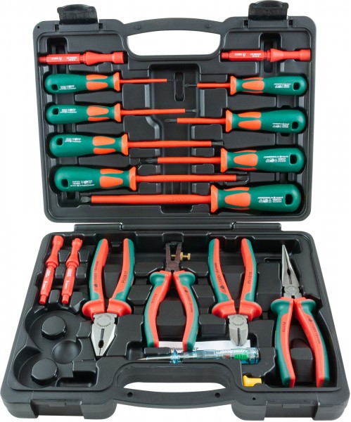 Набор диэлектрический, отверток стержневых и шарнирно-губцевого инструмента PSV118S , 18 предметов, код товара: 46341, артикул: PSV118S