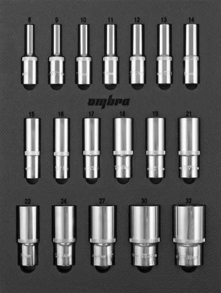 Набор головок торцевых глубоких Ombra OMT18STE, 1/2" DR