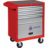 Тележка инструментальная серии «ПРИМА», 4 полки и отсек, красная МАСТАК 522-04581R