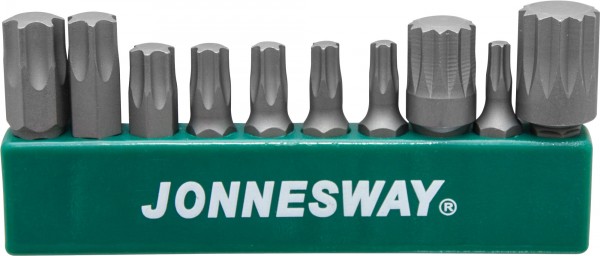 Набор вставок-бит JONNESWAY S04H-D23010S, 1/4’’HDR на пластиковом держателе, TORX, SPLINE, 10 предметов