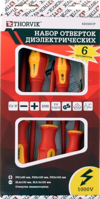 Набор отверток стержневых диэлектрических Thorvik SDIS6CP (6 предметов)