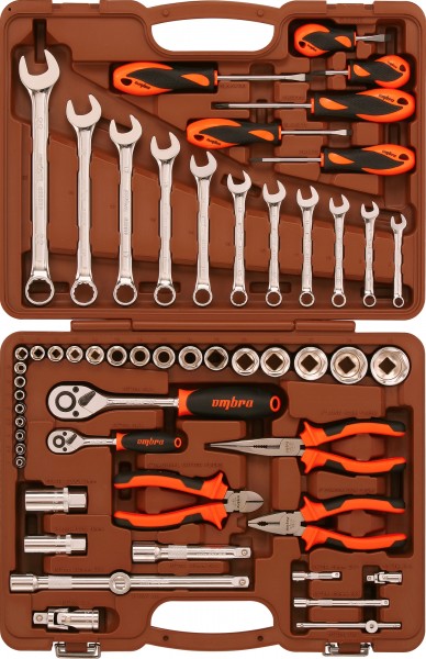 Набор инструмента универсальный Ombra OMT55S (55 предмета) (1/2; 1/4)