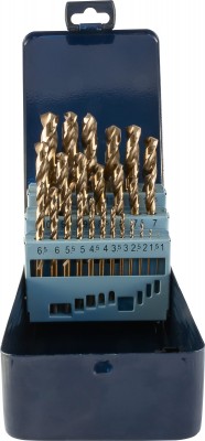 Набор спиральных сверл по металлу HSS Co в металлическом кейсе, d1.0-13.0 мм, 25 предметов Thorvik TDBS25K5