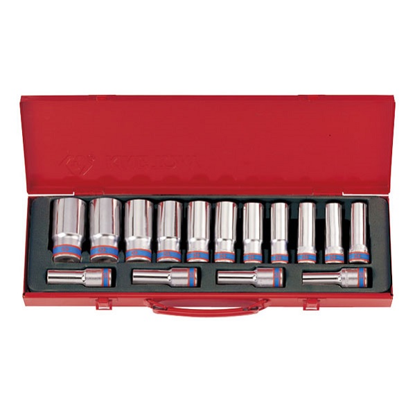 Набор глубоких торцевых головок 1/2", шестигранные, 10-32 мм, 15 предметов KING TONY 4315MR