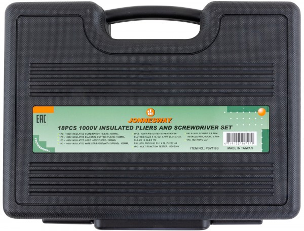 Набор диэлектрический, отверток стержневых и шарнирно-губцевого инструмента PSV118S , 18 предметов, код товара: 46341, артикул: PSV118S