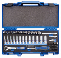 Набор торцевых головок с принадлежностями 1/4", шестигранные, 4-14 мм, 48 предметов KING TONY 2548MRV