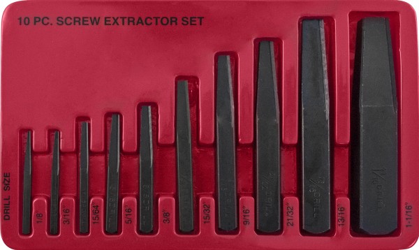 Комплект экстракторов съемник шпилек JONNESWAY AG010052, квадрат 1/8" - 1-1/16" (10 предметов)