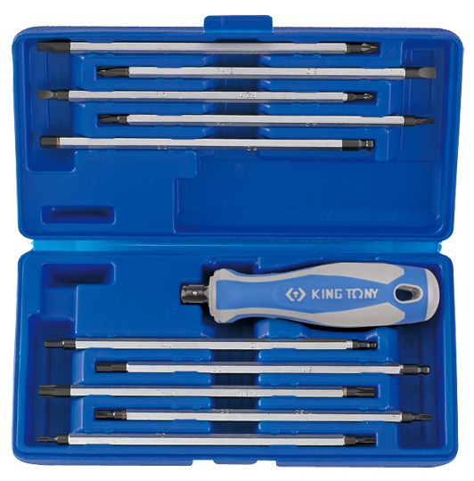 Отвертка со сменными вставками (битами) KING TONY 32518MR, 11 предметов