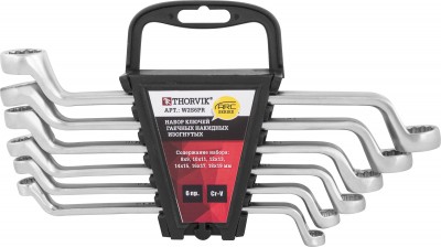 Набор ключей накидных на пластиковом держателе Thorvik W2S6PR (8-19 мм, 6 предметов)