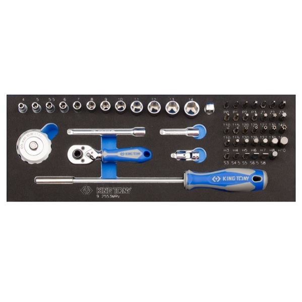 Набор торцевых головок KING TONY 9-2553MRV 1/4" с принадлежностями, ложемент, 53 предмета