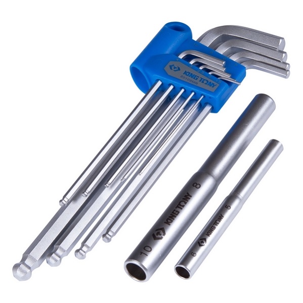 Набор Г-образных шестигранников KING TONY 20109MRU, 1,5-10 мм, длинные, с шаровым окончанием, 11 предметов