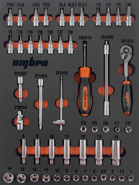 Набор головок торцевых Ombra OMT50STE, 1/4" DR с аксессуарами