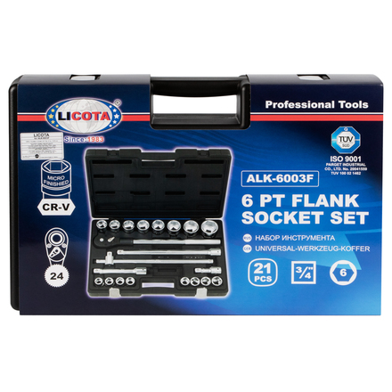 Licota ALK-6003F (ASK-10060) Набор торцевых головок 3/4" 6гр. 21пр., 19-50 мм