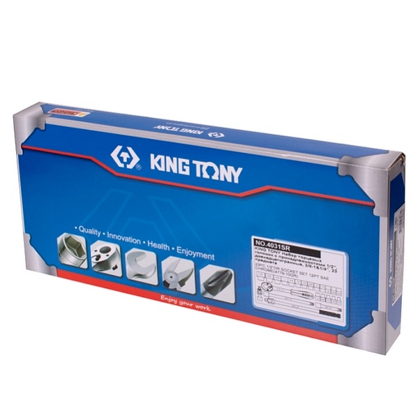 Набор торцевых головок с принадлежностями 1/2", двенадцатигранные, 3/8-1&1/4", 23 предмета KING TONY 4031SR