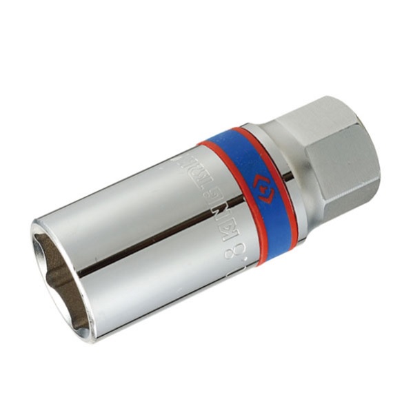 Головка свечная шестигранная 1/2", 21 мм, L = 70 мм, резиновый фиксатор KING TONY 463521R