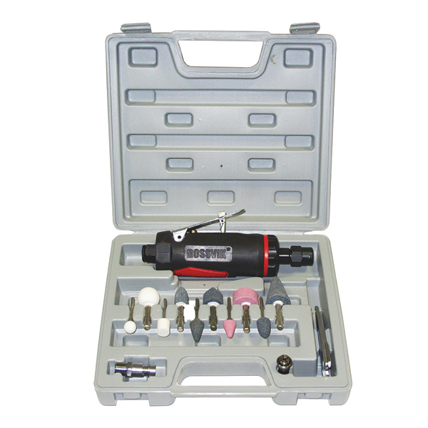 Пневмодрель с набором насадок в кейсе Rossvik AT.7.BK. (20000 об/мин)