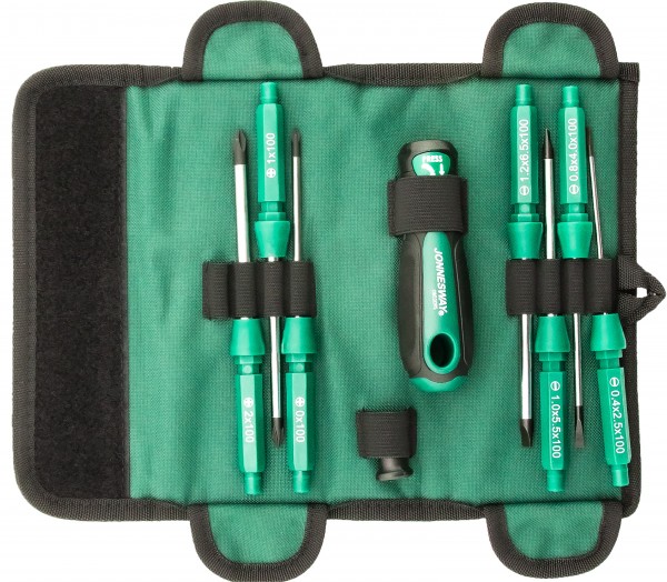 Отвертка со сменными стрежнями в наборе, 9 предметов