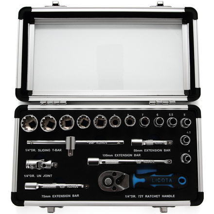 Licota ALM-3001 Набор головок 1/4" 19 пр spline
