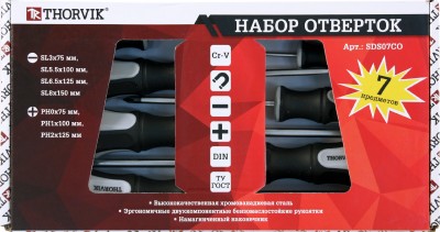 Набор отверток стержневых Thorvik SDS07CO (7 предметов)