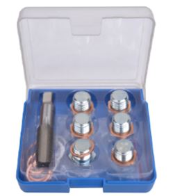 Набор инструментов для восстановления резьбы сливного отверстия поддона: M17х1,5мм 13пр., в футляре.