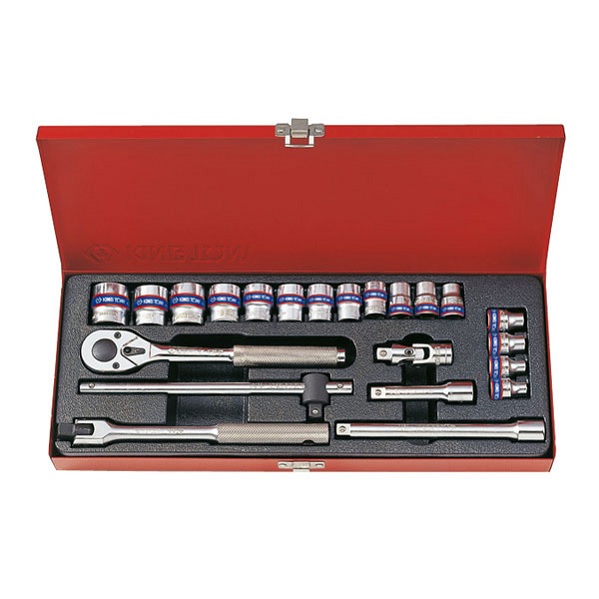 Набор торцевых головок с принадлежностями 3/8", двенадцатигранные, 6-22 мм 22 предмета KING TONY 3023MR