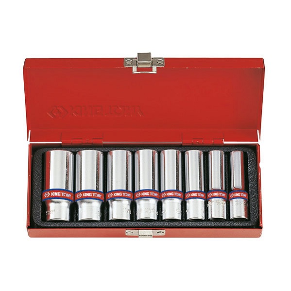 Набор глубоких торцевых головок 3/8", шестигранные, 3/8"-13/16", 8 предметов KING TONY 3508SR