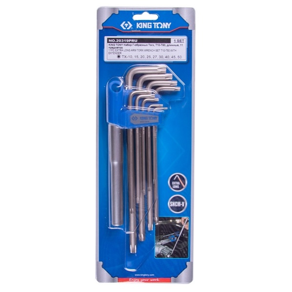 Набор Г-образных KING TONY 20319PRU Torx, T10-T50, длинные, 11 предметов