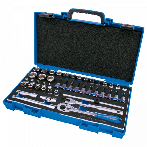 Набор торцевых головок с принадлежностями 3/8", шестигранные, 6-24 мм, 45 предметов, в комплекте бейсболка KING TONY M3545MRV