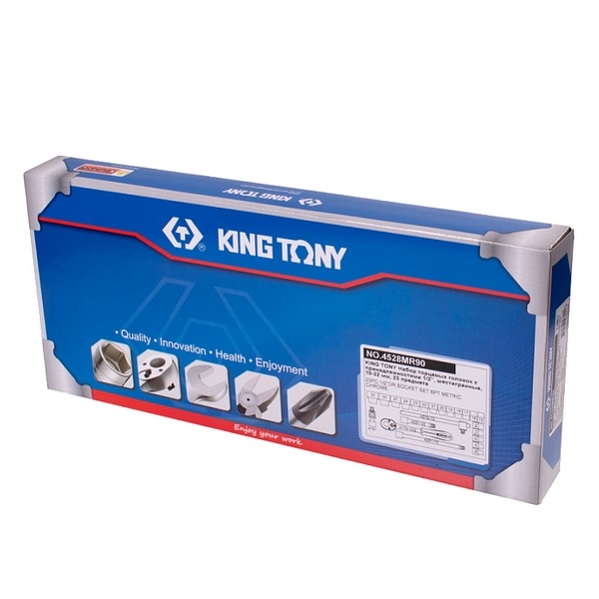 Набор торцевых головок с принадлежностями 1/2", шестигранные, 10-32 мм, 23 предмета KING TONY 4528MR90