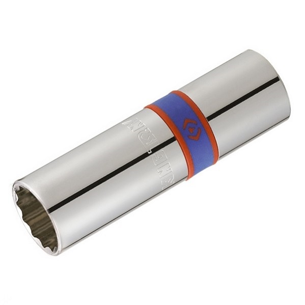 Головка свечная двенадцатигранная 1/2", 16 мм, L = 70 мм, резиновый фиксатор KING TONY 463016R