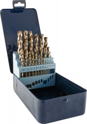 Набор спиральных сверл по металлу HSS Co в металлическом кейсе, d1.0-13.0 мм, 25 предметов Thorvik TDBS25K5