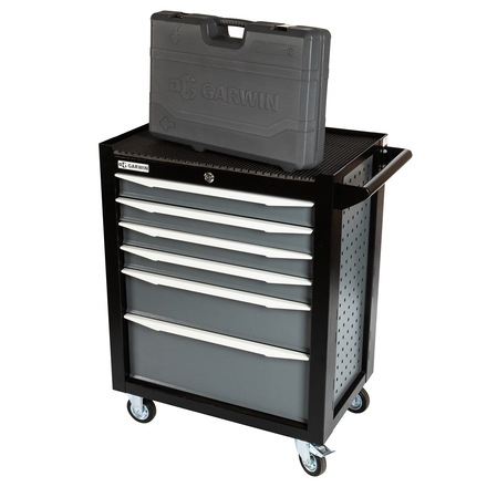 GARWIN PRO EQ-000012 Тележка инструментальная Standart 6 полок, с комплектом инструмента в разборном кейсе, 169 пр.