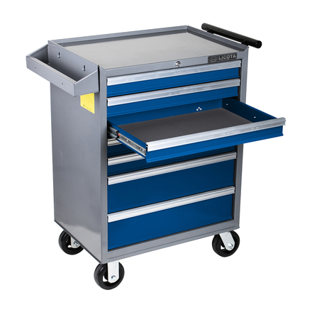Licota AWX-2603GB-N-R-ST Тележка инструментальная с карманом, со столешницей, 7 полок, сине-серая