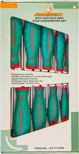 Набор отверток JONNESWAY ANTI SLIP D71T109S. 9 предметов