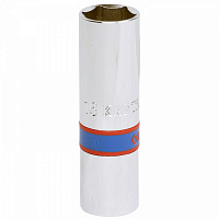 Головка свечная шестигранная 1/2", 16 мм, L = 70 мм, резиновый фиксатор KING TONY 463516R