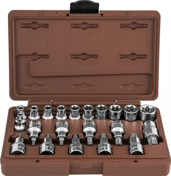 Набор головок торцевых 953222, внешний TORX®, и насадок с вставками-битами TORX®, 22 предмета