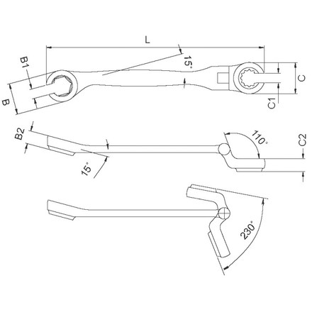 Licota AWT-FXF0606 Ключ разрезной с полукарданом 6х6 мм