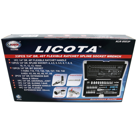 Licota ALK-0003P Набор торцевых головок 1/4" 33пр spline