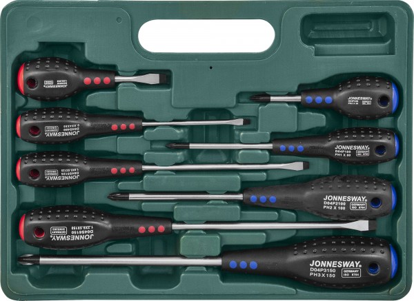 Набор отверток шлиц и крест JONNESWAY Full Star D04PP08S. 8 предметов